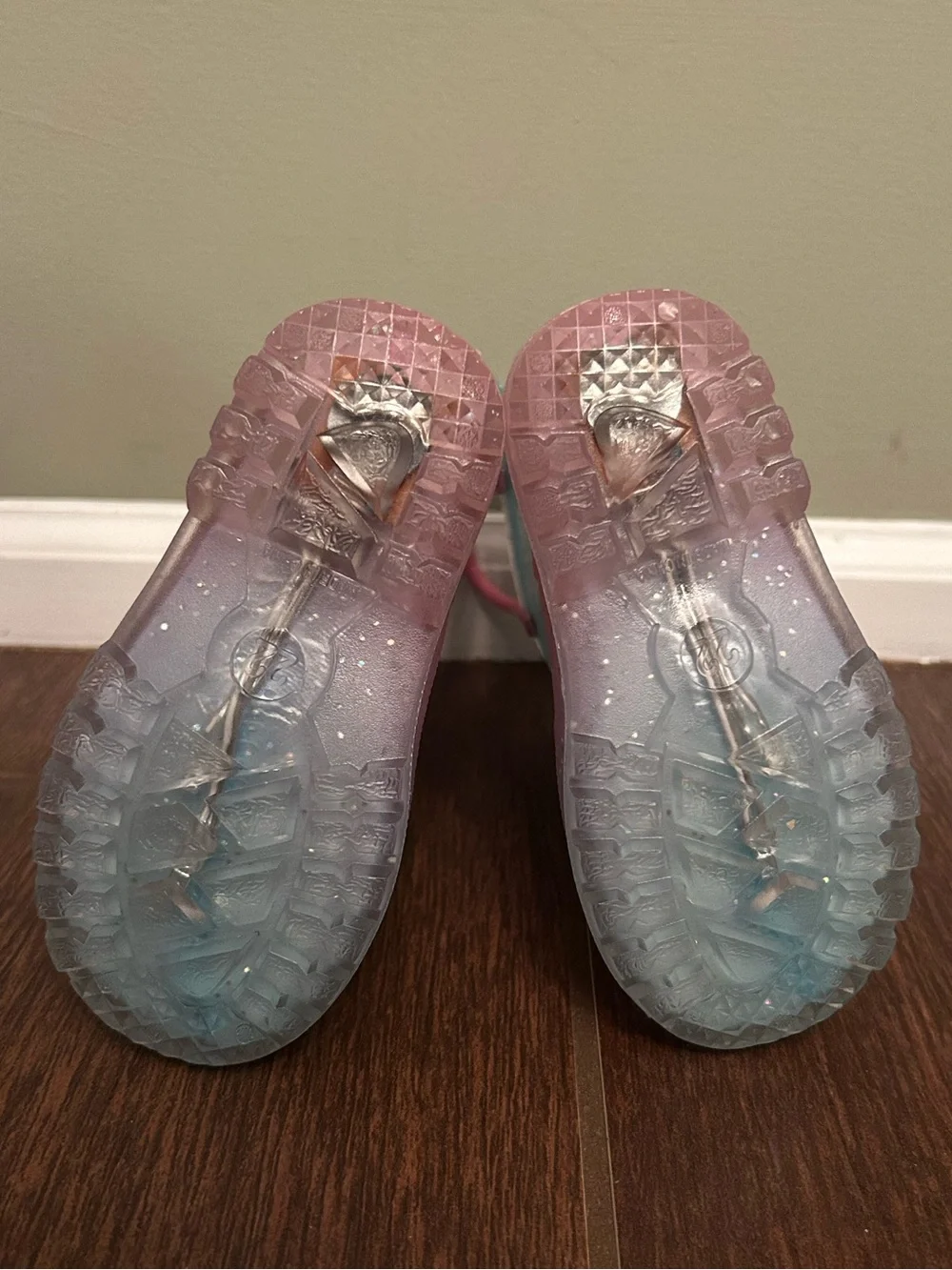 Kids Light Up Ombre Glitter Rain Boots with Pink Handles